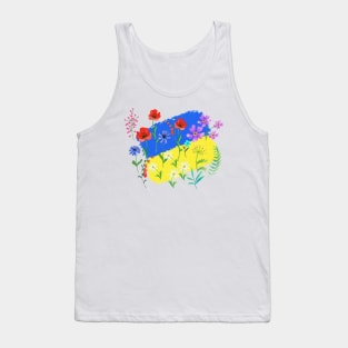 flowers on the background of the flag of ukraine Tank Top